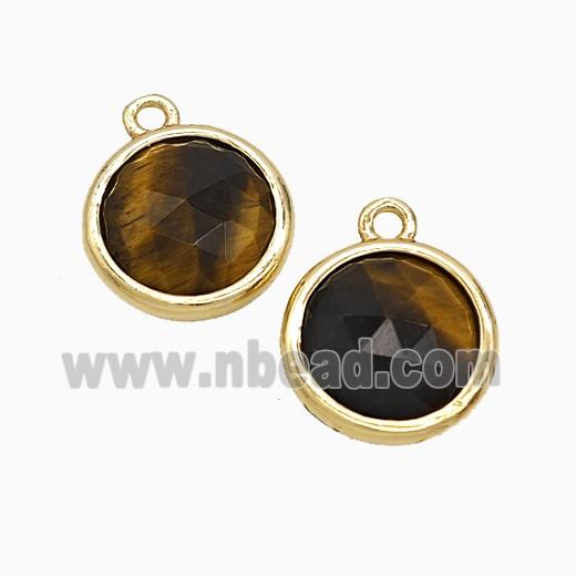Tiger Eye Stone Circle Pendant Gold Plated