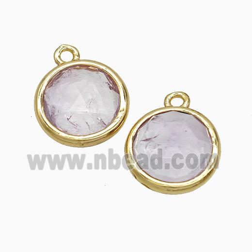 Lt.purple Amethyst Circle Pendant Gold Plated