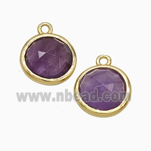 Purple Amethyst Circle Pendant Gold Plated