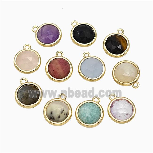 Mixed Gemstone Circle Pendant Gold Plated