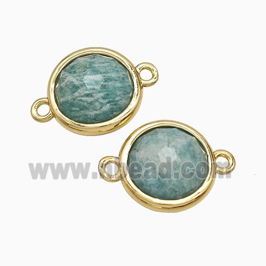 Green Amazonite Circle Connector Gold Plated