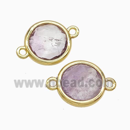Lt.purple Amethyst Circle Connector Gold Plated