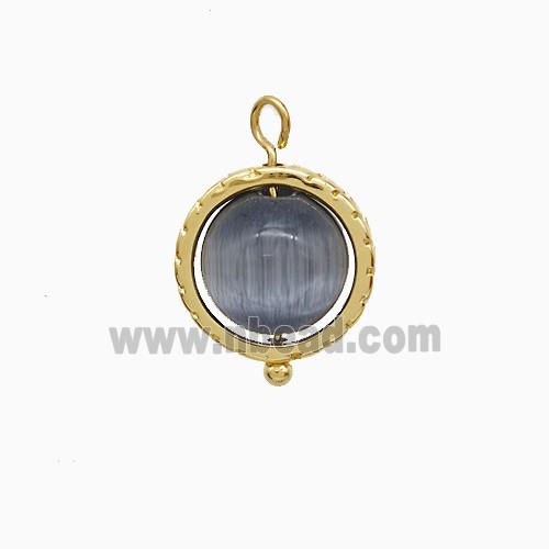 Gray Cateye Glass Ball Pendant