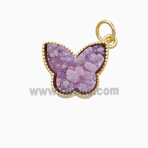 Druzy Quartz Butterfly Pendant