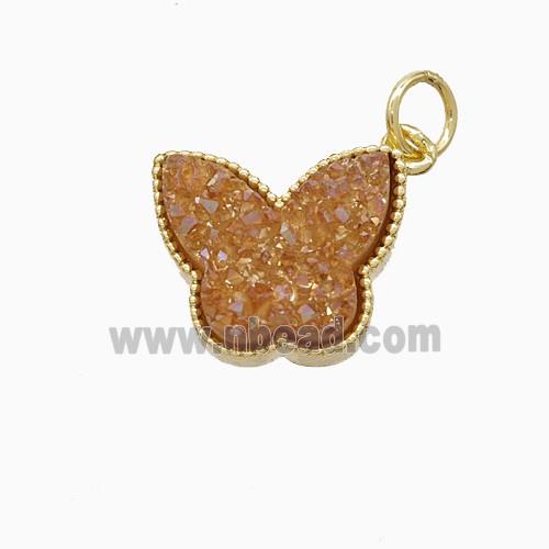 Champagne Druzy Quartz Butterfly Pendant