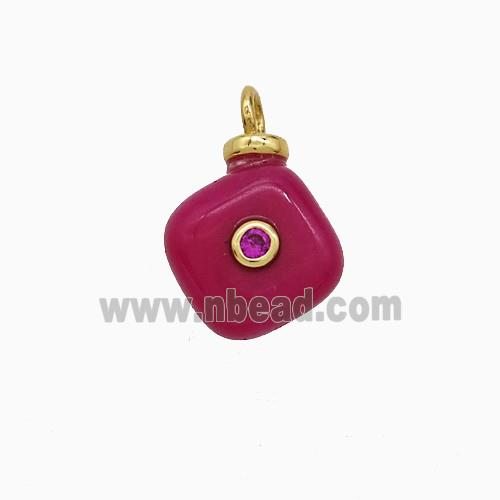 Red Jade Square Pendant Pave Zirconia