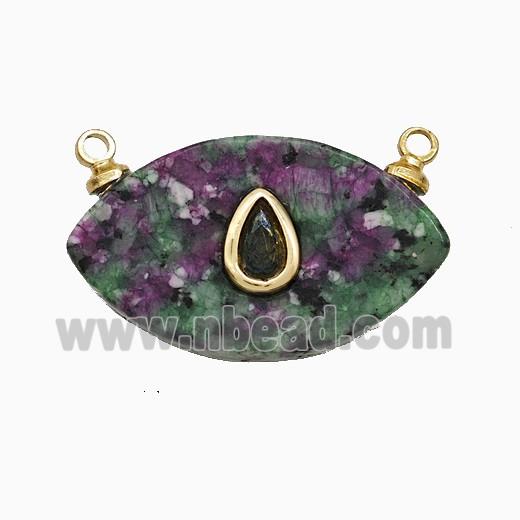 Zoisite Eye Pendant Pave Zirconia 2loops
