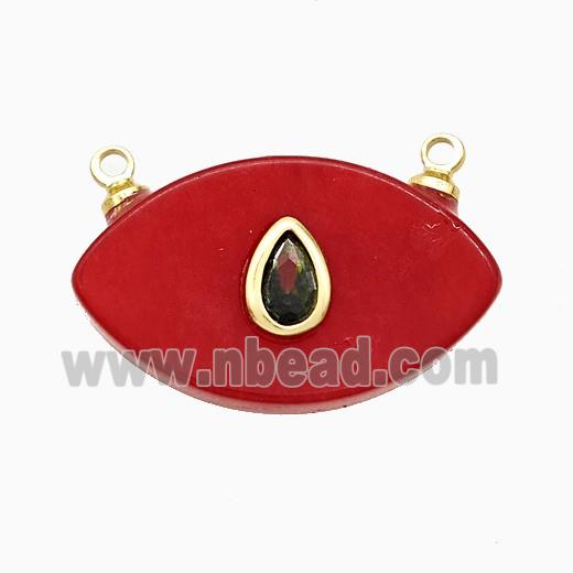 Red Dye Jade Eye Pendant Pave Zirconia 2loops