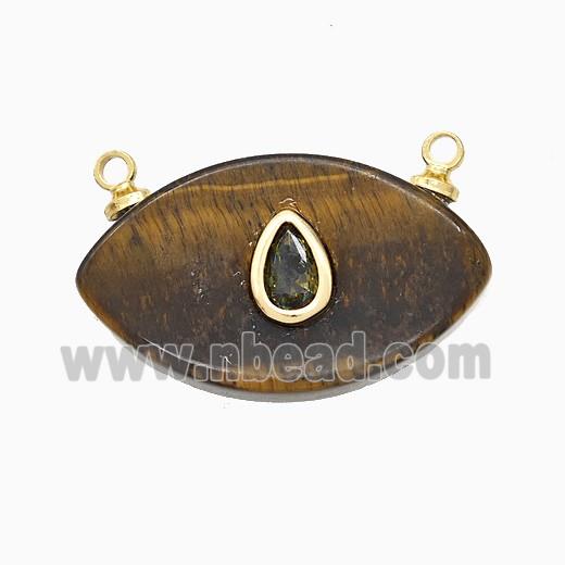 Tiger Eye Stone Pendant Pave Zirconia 2loops