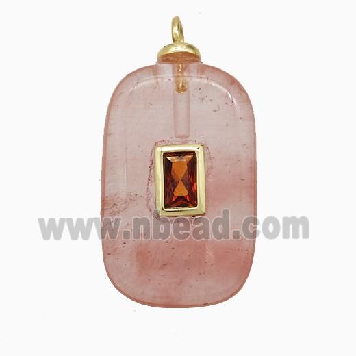 Synthetic Quartz Rectangle Pendant Pave Zirconia