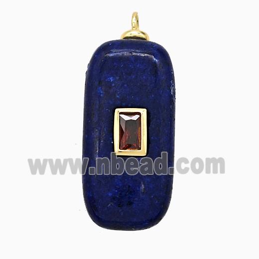 Blue Lapis Lazuli Rectangle Pendant Pave Zirconia