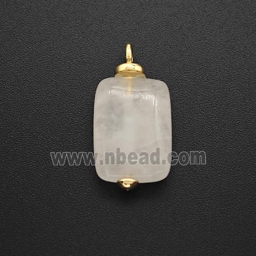 White Crystal Quartz Rectangle Pendant