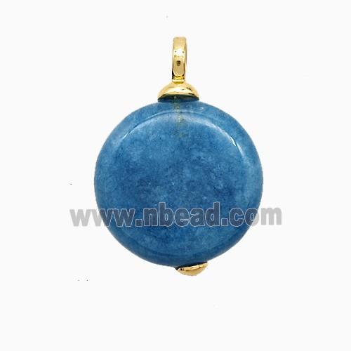 Blue Sponge Jade Coin Pendant Dye