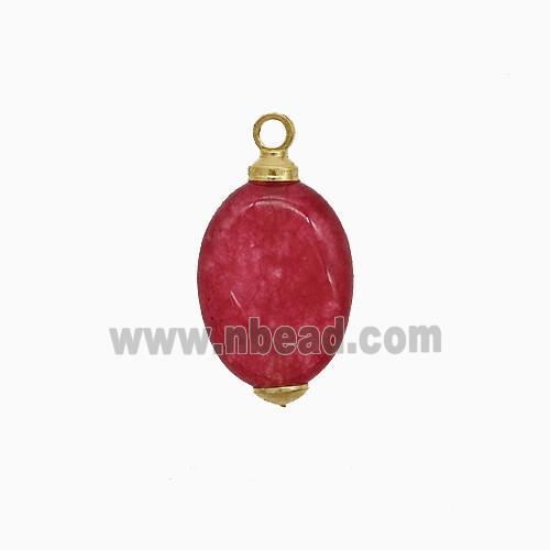 Red Dye Jade Oval Pendant