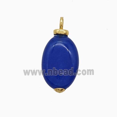 Blue Dye Jade Oval Pendant