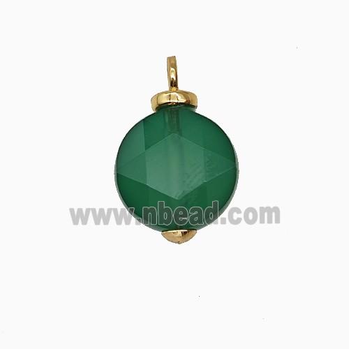 Green Dye Agate Coin Pendant