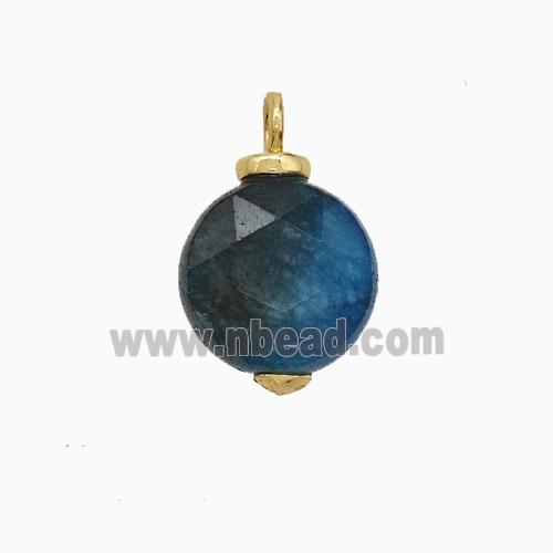 Blue Dye Sponge Jade Coin Pendant