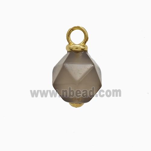 Gray Agate Ball Pendant Faceted