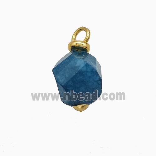 Blue Dye Sponge Jade Ball Pendant Faceted