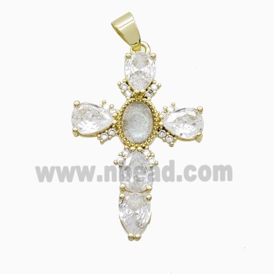 Copper Cross Pendant Pave Cubic Zirconia Gold Plated