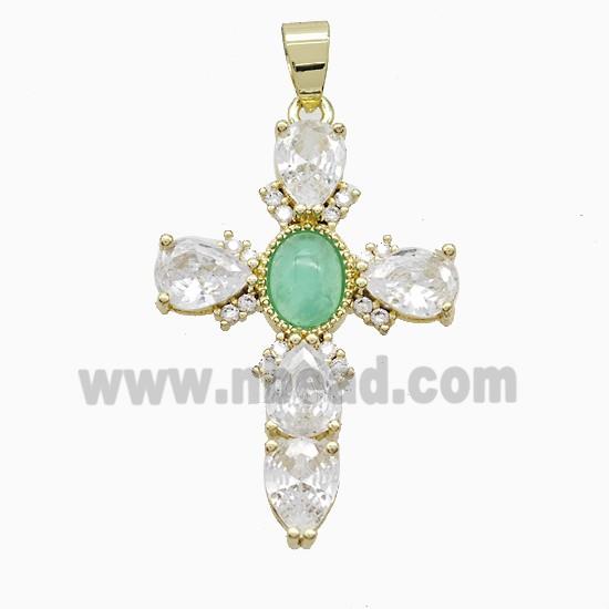 Copper Cross Pendant Pave Cubic Zirconia Gold Plated