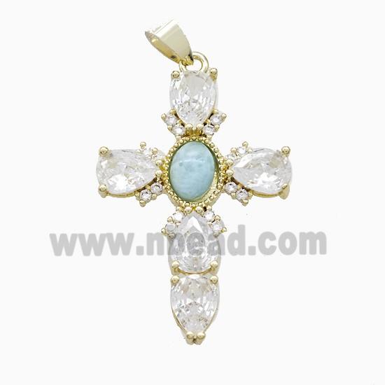Copper Cross Pendant Pave Cubic Zirconia Gold Plated