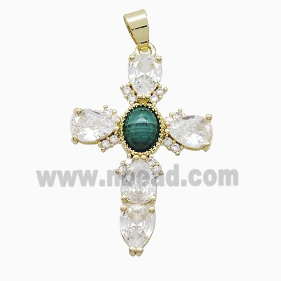 Copper Cross Pendant Pave Cubic Zirconia Gold Plated