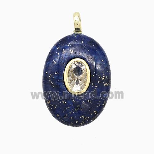 Blue Oval Pendant Pave Zirconia