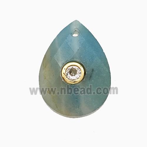 Amazonite Teardrop Pendant Pave Zirconia