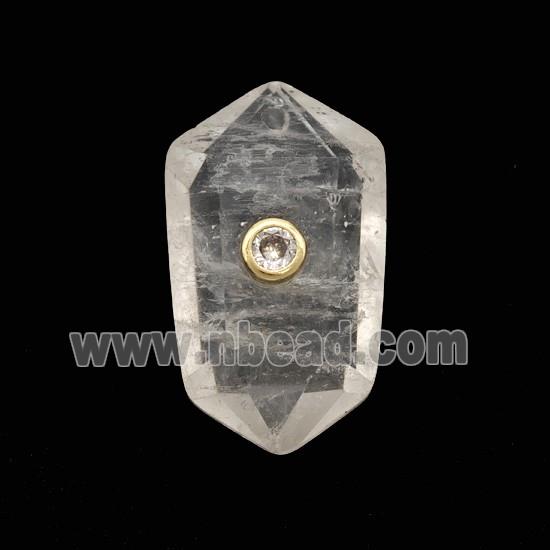 Clear Quartz Prism Pendant Pave Zirconia