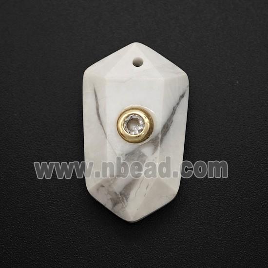 White Howlite Turquoise Prism Pendant Pave Zirconia