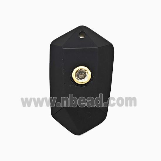 Black Obsidian Prism Pendant Pave Zirconia