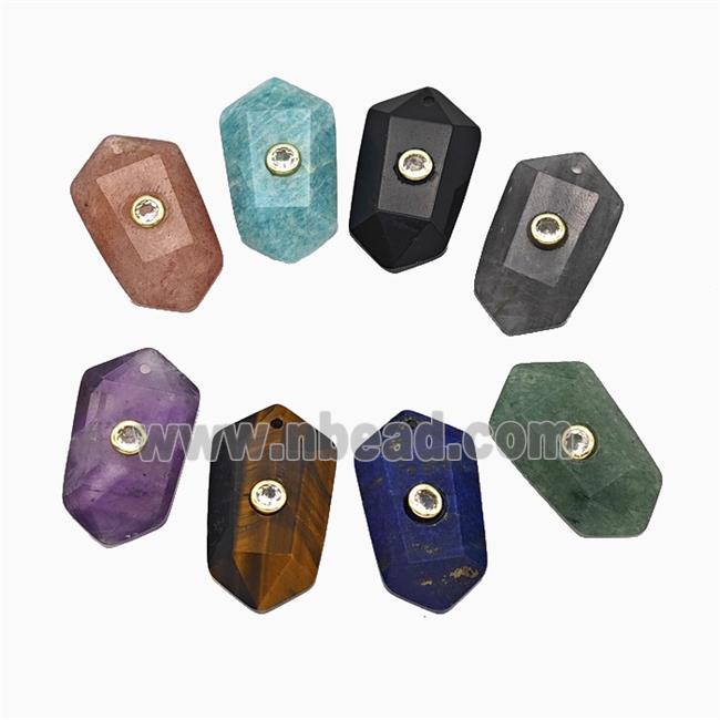 Mix Gemstone Prism Pendant Pave Zirconia