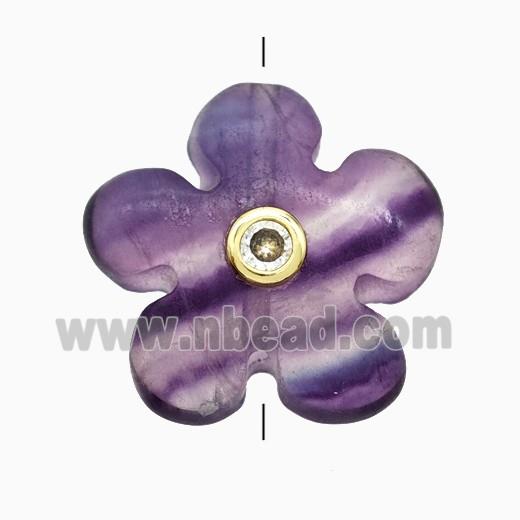 Multicolor Fluorite Flower Beads Pave Zirconia