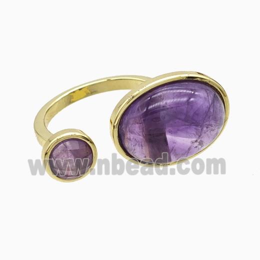 Copper Rings Pave Amethyst Gold Plated