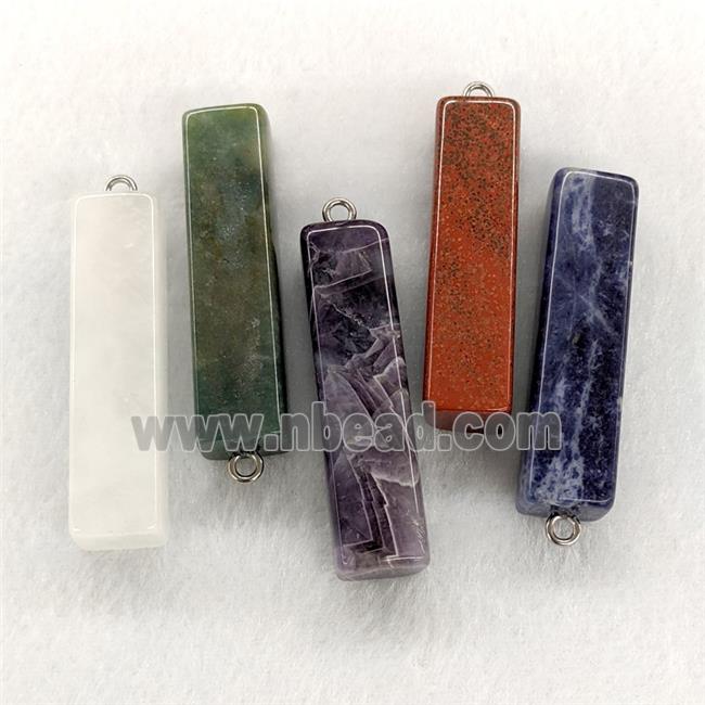 Natural Gemstone Stick Pendant Mixed