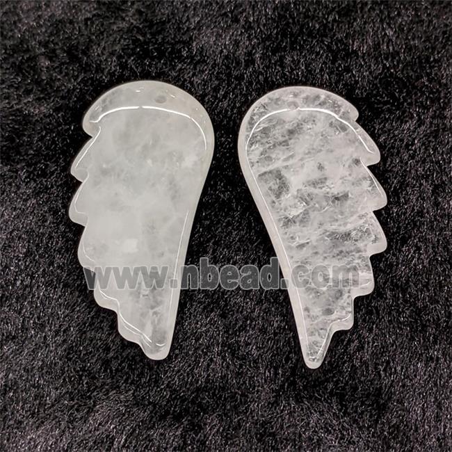 Natural Clear Crystal Quartz Angel Wings Pendant