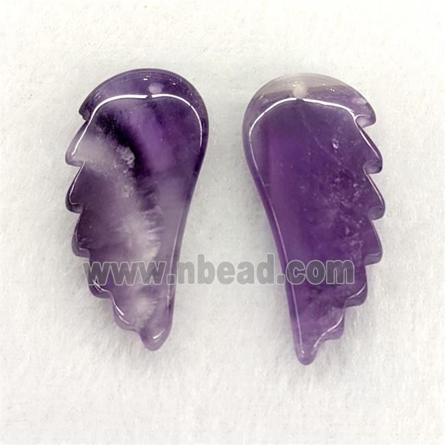 Natural Purple Amethyst Angel Wings Pendant