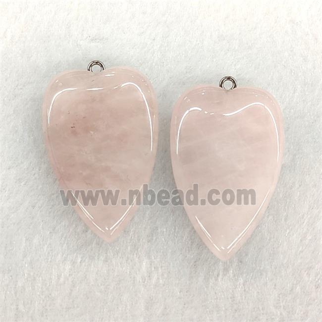 Natural Pink Rose Quartz Heart Pendant