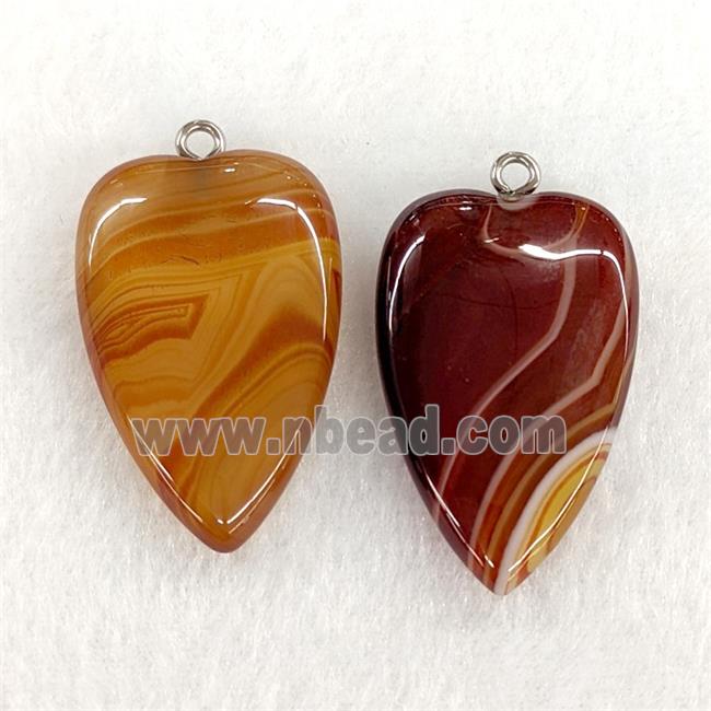 Natural Stripe Agate Heart Pendant Red Dye