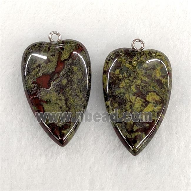 Natural Dragon Bloodstone Heart Pendant Green