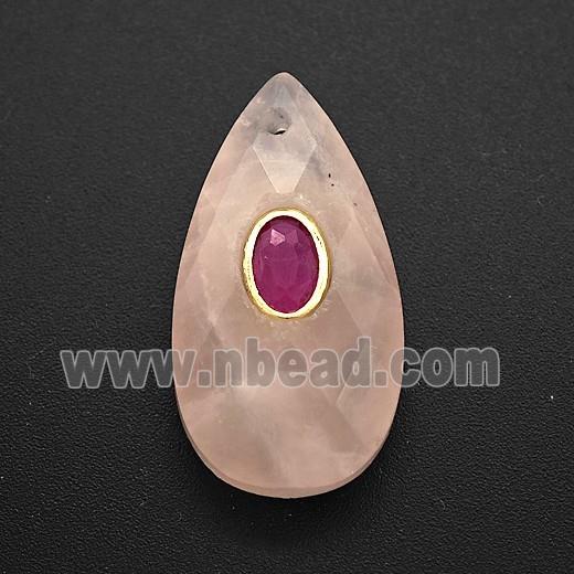gemstone Pendant pave zircon, faceted teardrop