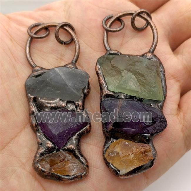 Fluorite And Amethyst Citrine Pendant Antique Red