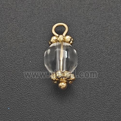 Clear Quartz Prism Pendant Copper Gold Plated