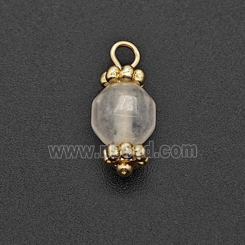 White Sponge Quartz Prism Pendant Copper Gold Plated
