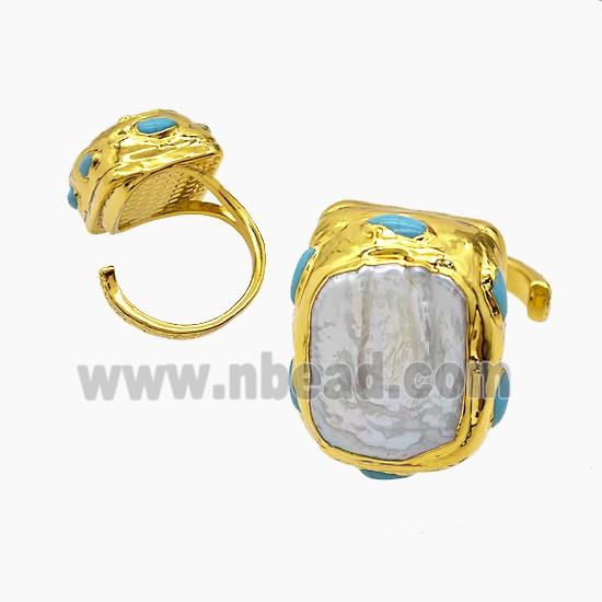 gemstone ring, gold plated
