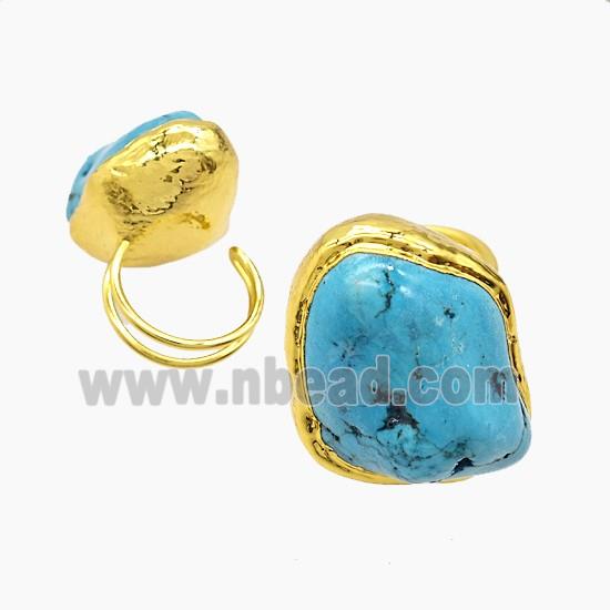 gemstone ring, gold plated