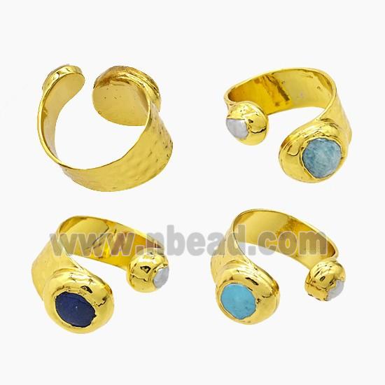 gemstone ring, gold plated