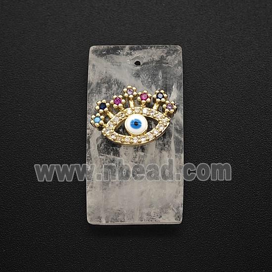 Clear Quartz Rectangle Pendant Pave Eye Zirconia