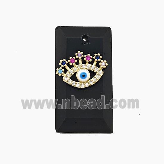 Natural Black Obsidian Rectangle Pendant Pave Eye Zirconia